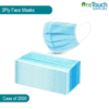 "Case of 2000 disposable 3-ply blue face masks for bulk protection and hygiene."