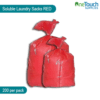 "Pack of 200 red soluble laundry sacks for safe and hygienic handling of contaminated linens."