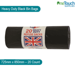 Heavy Duty Black Bin Bags Refuse Sacks 725mm x 850mm – 20 Count