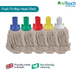 Push Fit Mop Head (Red) – Easy to Attach and Durable Cleaning Mop