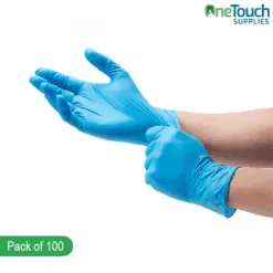 "Blue disposable nitrile gloves, offering great value and reliable protection for a variety of tasks."