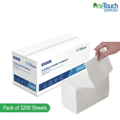 2-Ply V-Fold Hand Paper Towels - White (3200 Sheets) | Soft & Absorbent Disposable Towels