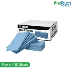 Blue V-Fold Hand Towels - 1 Ply (4000 Sheets) | High-Quality Disposable Paper Towels