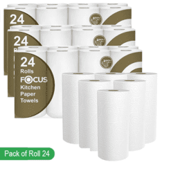 Ultra-Absorbent Kitchen Towels - Focus Premium 24 Roll Pack | Strong & Durable Paper Towels