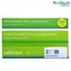 SafeCare green soluble strip laundry sacks for infection control with water-soluble seal for care homes and hospitals.