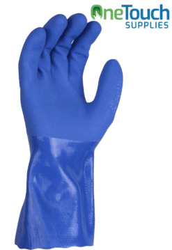 Image of Blue PVC Rubber Heavy Duty Gauntlet Gloves with 35