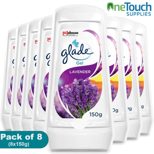 Pack of 8 Glade Lavender Air Freshener cans, 150g each