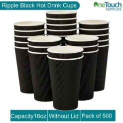 Black Disposable Hot Drink Cups - 16 oz (Box of 100-1000)