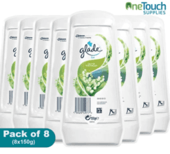 Pack of 8 Glade Lily of the Valley Air Freshener cans, 150g each