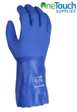 Image of Blue PVC Rubber Heavy Duty Gauntlet Gloves with 35