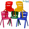 Set of 5 durable, stackable children's plastic chairs for outdoor and indoor use, ideal for picnics, gardens, nurseries, and clubs.