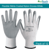 winter work gloves - Pair of White Nitrile Coated Nylon Work Gloves - Durable, Protective, Grip, Comfortable