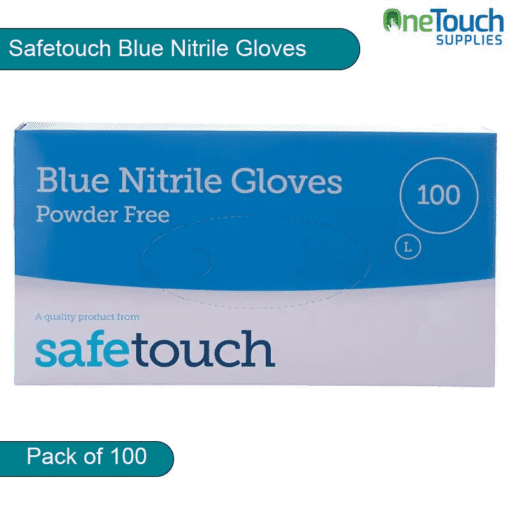 Safetouch Blue Nitrile Gloves - Latex & Powder Free (Pack of 100)