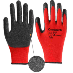 OneTouch Red Latex Coated Work Gloves (Pack of 12)