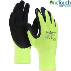 latex foam-coated work gloves yellow black hi-vis 12 pairs large xl