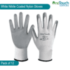 winter work gloves - Pair of White Nitrile Coated Nylon Work Gloves - Durable, Protective, Grip, Comfortable